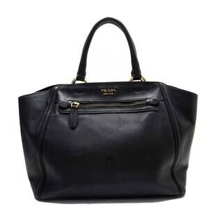 PRADA Handbag Tote Bag Nero Black Leather